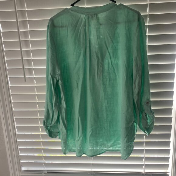 Soft Green Linen Blend Blouse PXL - Picture 8 of 13